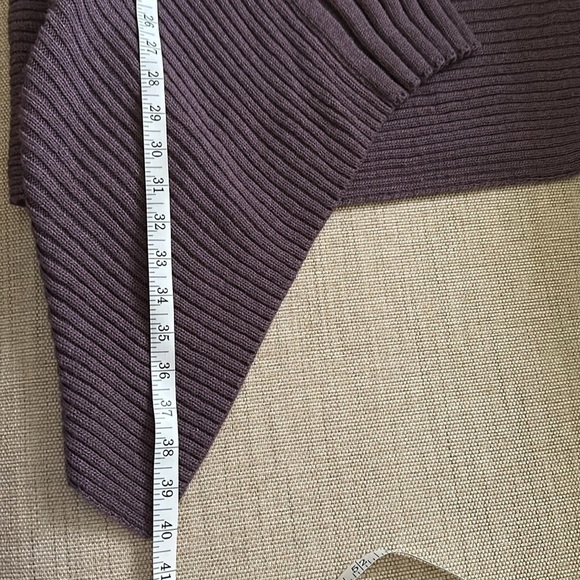Bianco & Blu Italian Wool Waterfall Cardigan Longline Chunky Ribbed Knit Plum - Picture 8 of 12